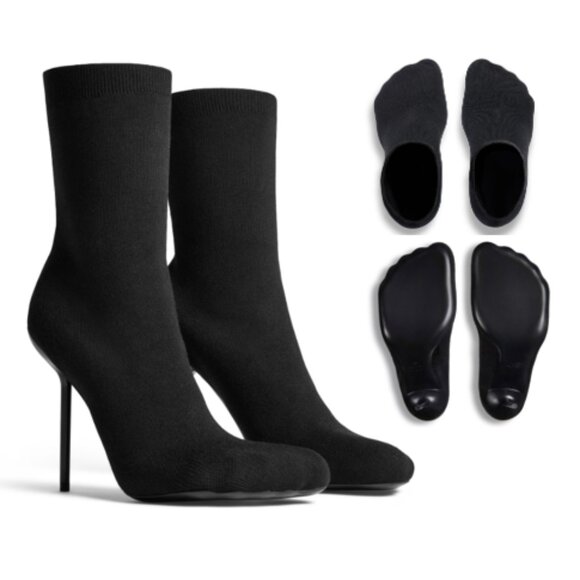 BALENCIAGA WOMEN'S ANATOMIC 110MM HEEL TOE BOOTIE IN BLACK SIZE 37 NIB - Picture 1 of 11